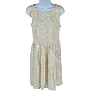 Altar'd State cream white embroidered mesh overlay dress